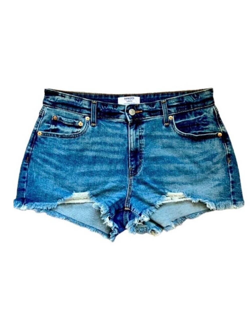 Denizen Levis Distressed Denim High Rise Shorts Size 14